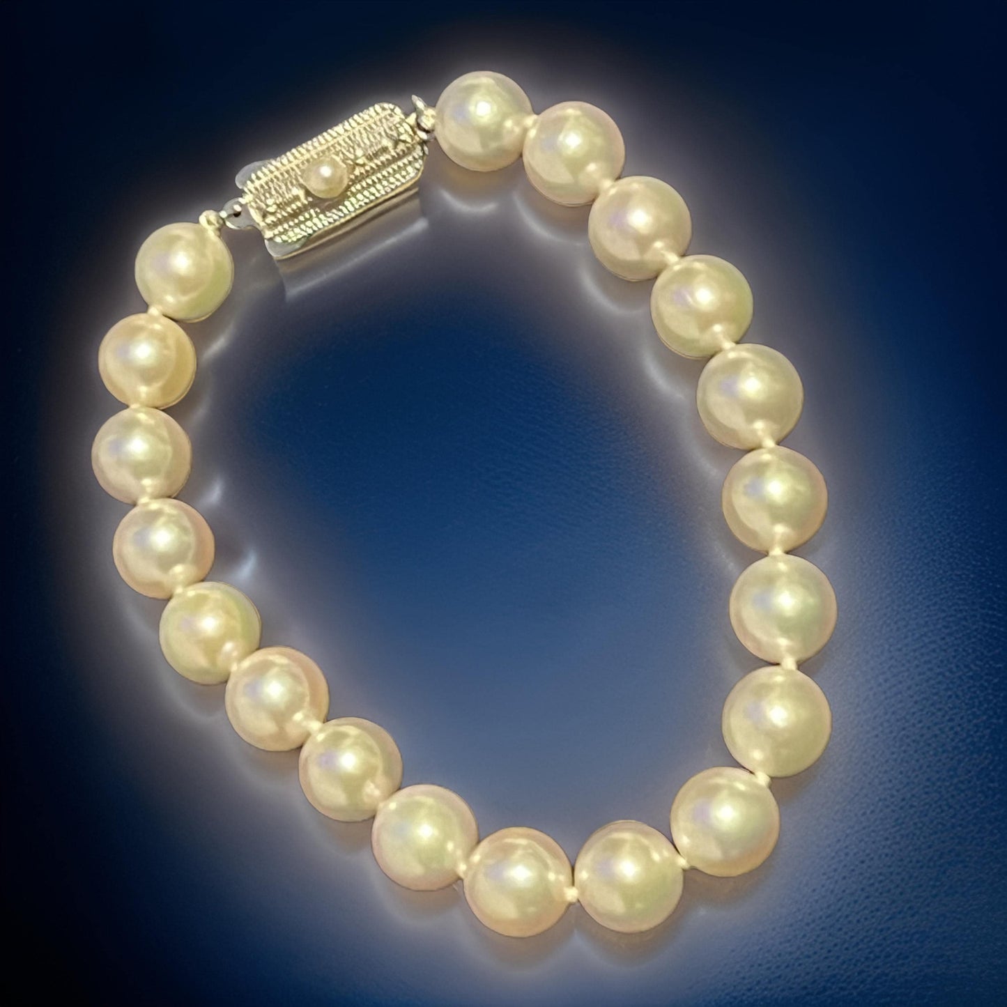 Mikimoto Estate Akoya Pearl Bracelet 7.25" Sterling Silver 8.5 mm M398