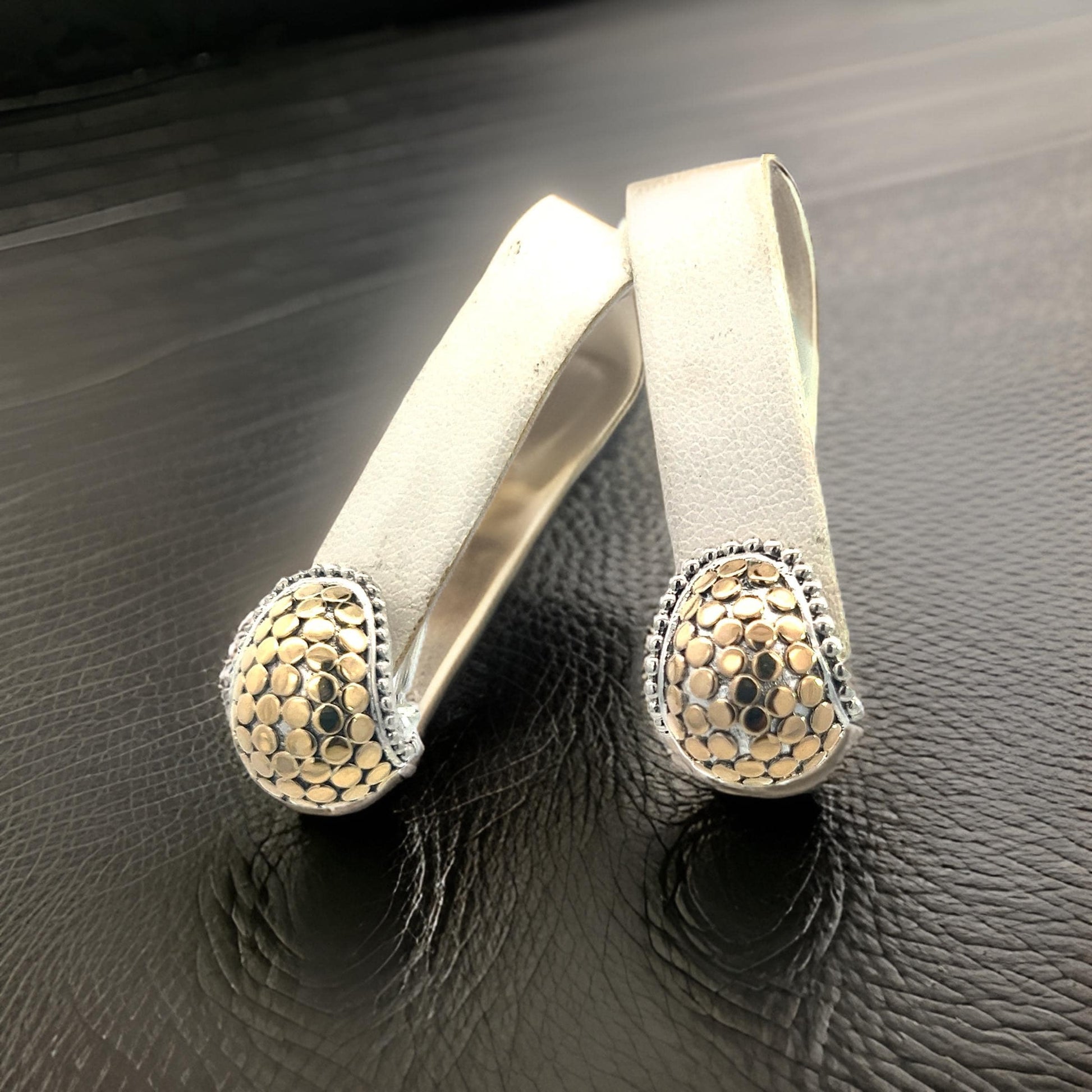 John Hardy Estate Omega Back Earrings Silver 18k Yellow Gold JH100