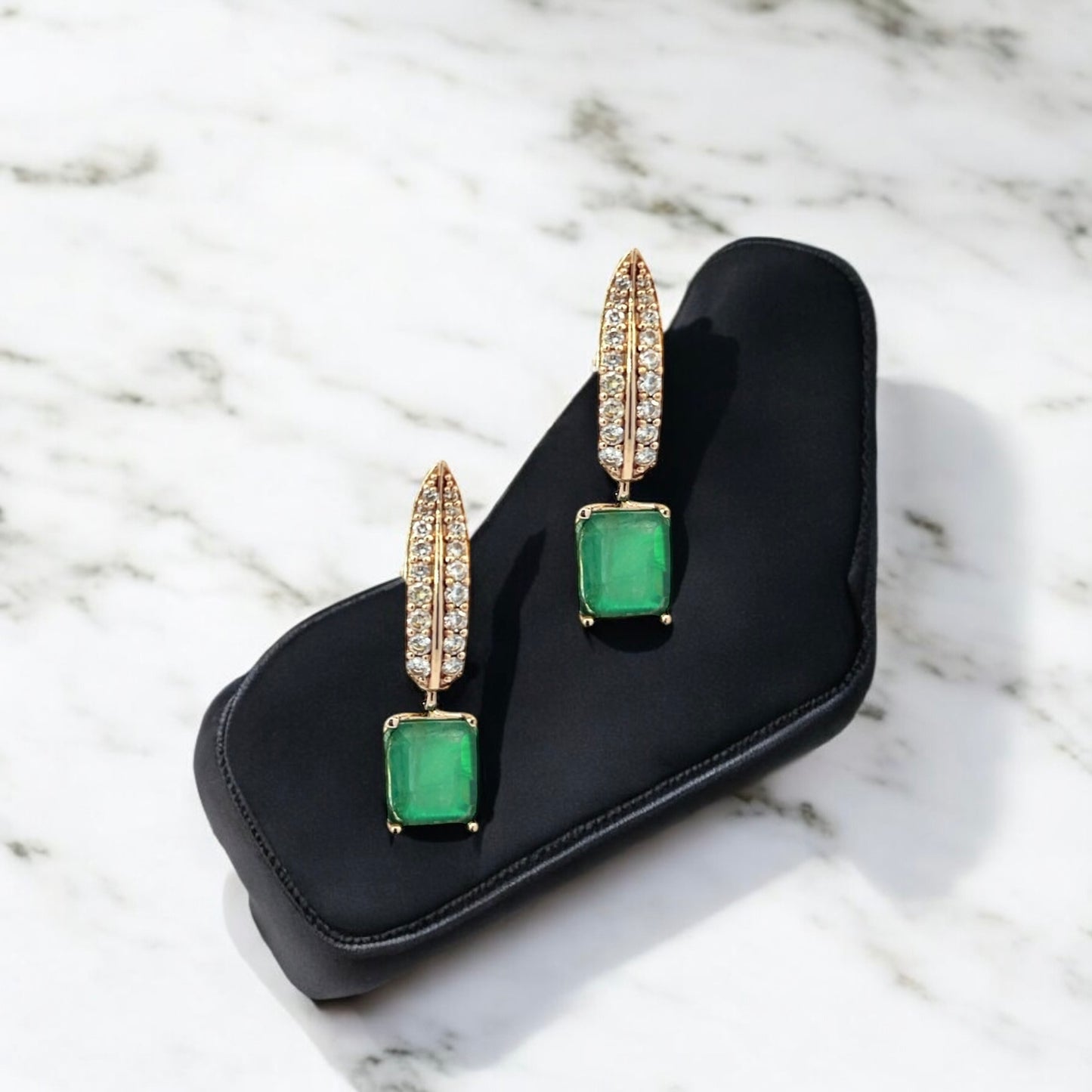 Natural Emerald Diamond Dangle Earrings 14k W Gold 4.86 TCW Certified $7,250 018691