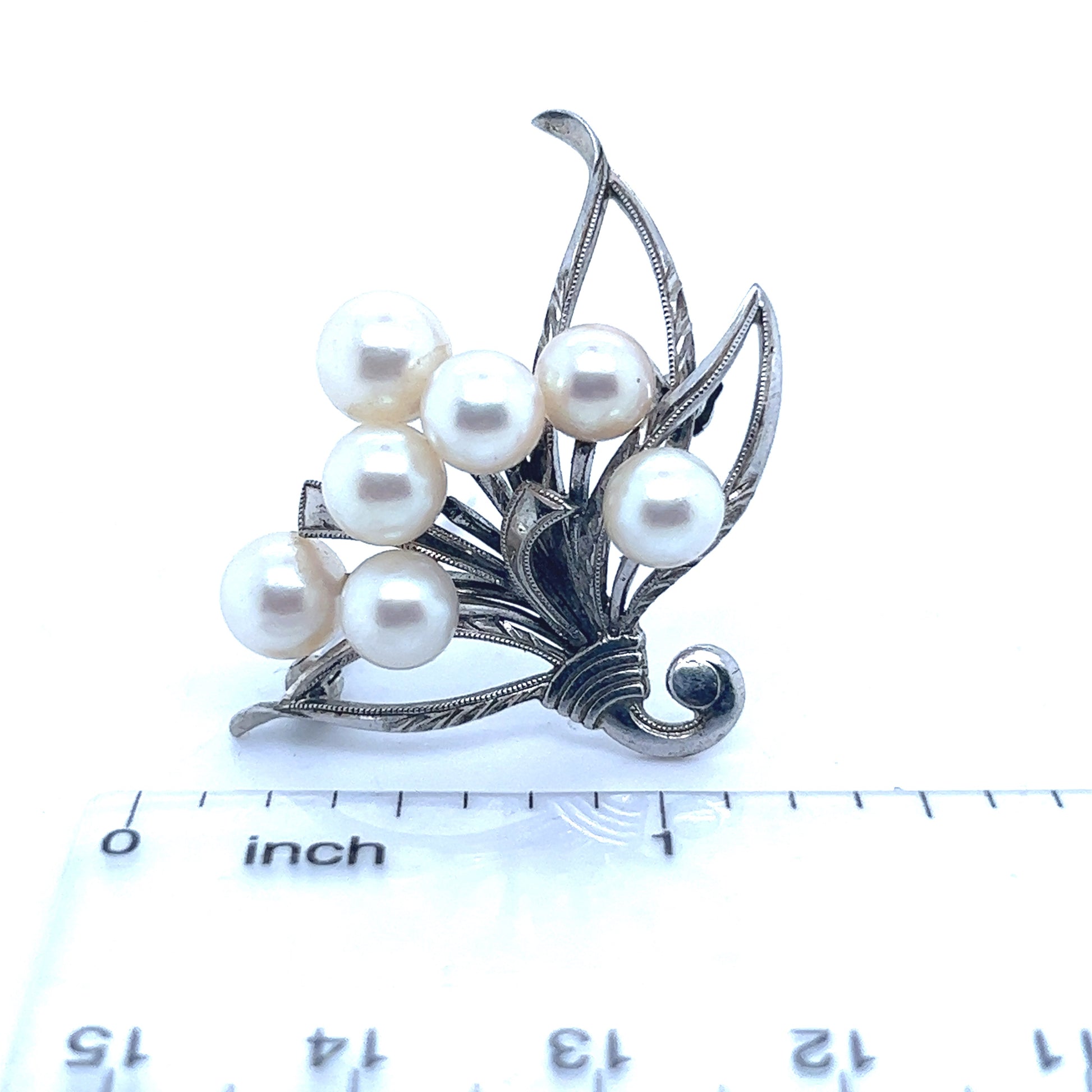 Mikimoto Authentic Estate Akoya Pearl Brooch Pin Sterling Silver 6.74 mm M303 - Certified Fine Jewelry