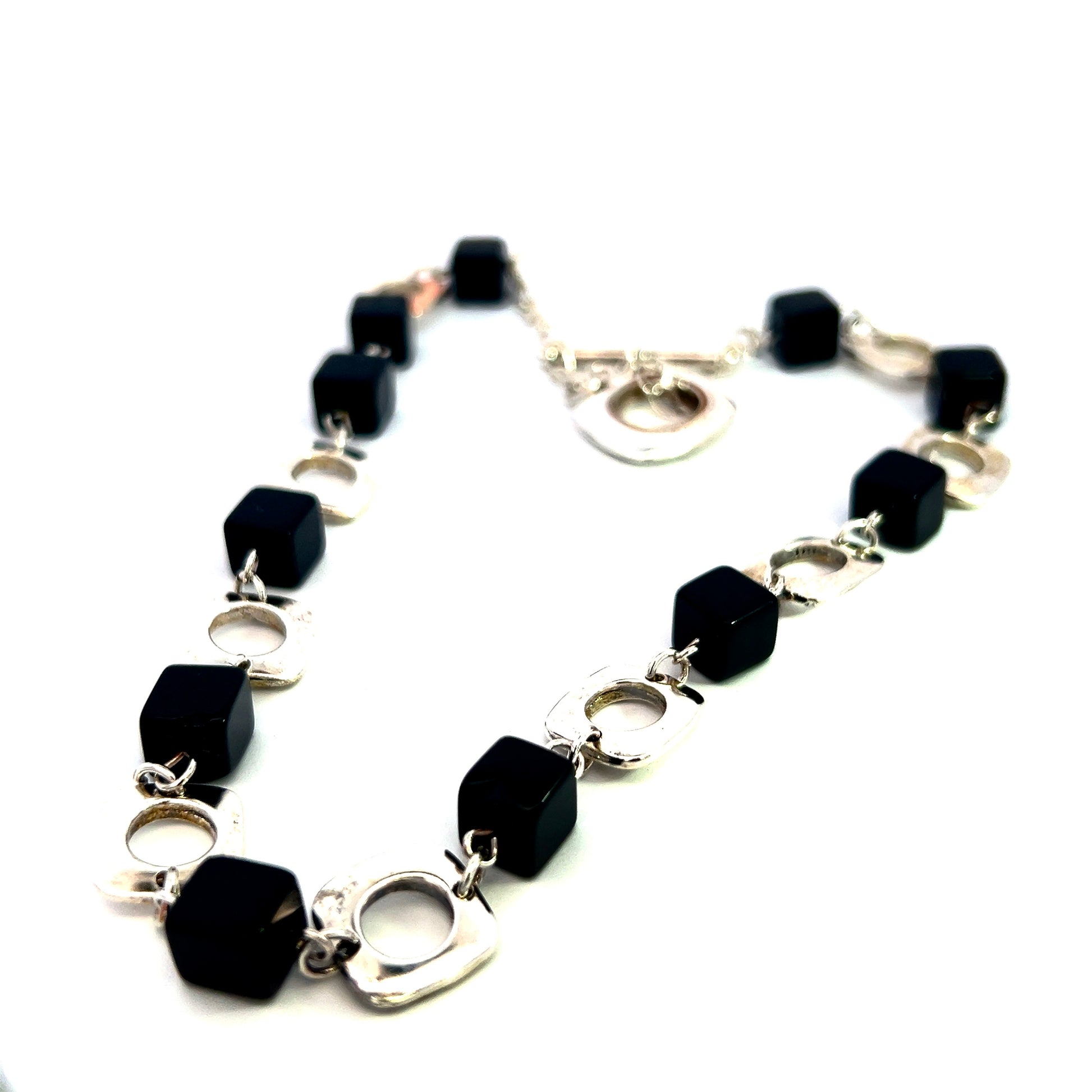 Tiffany & Co Estate Onyx Necklace 16" Silver By Elsa Peretti TIF694