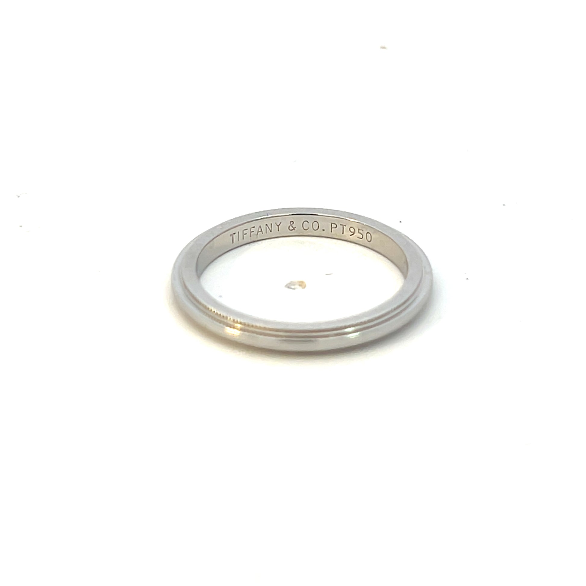 Tiffany & Co Estate Wedding Band Size 5 with Milgrain Platinum TIF743