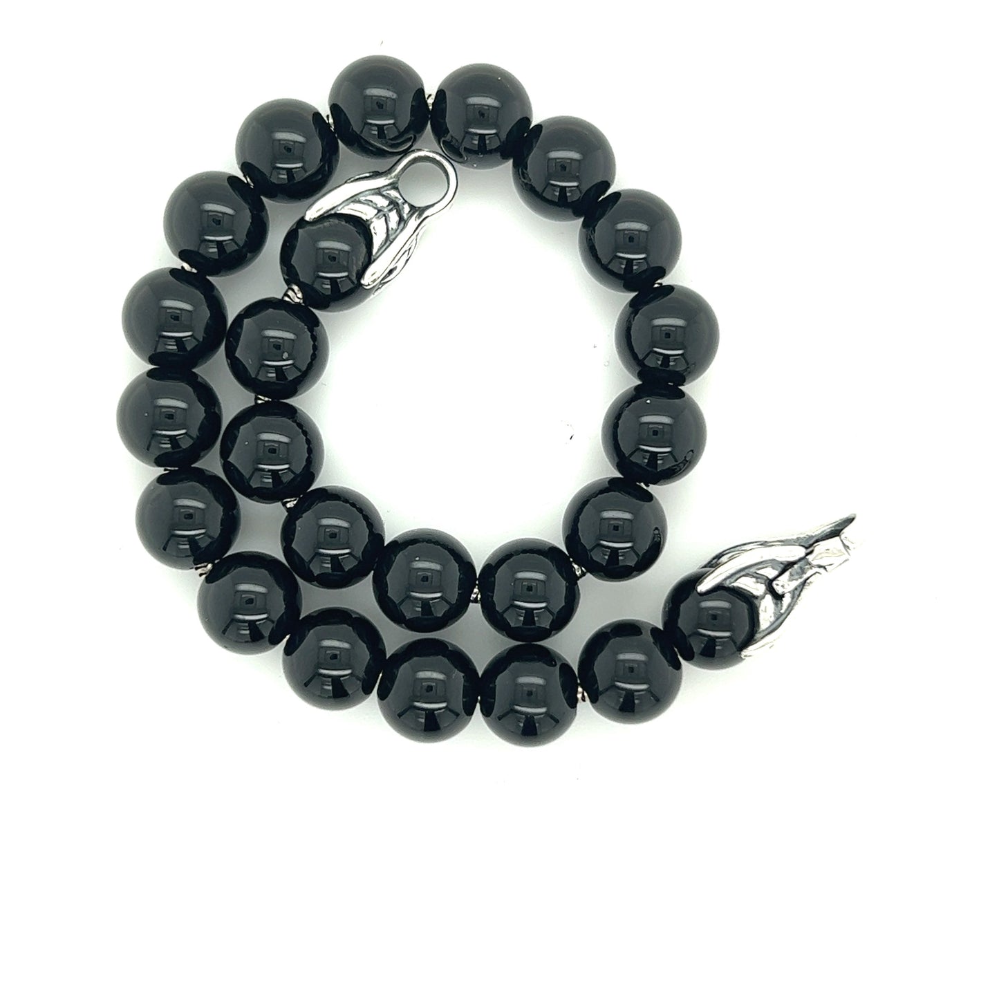 David Yurman Authentic Estate Onyx Spiritual Beads Bracelet 8" Sterling Silver DY447