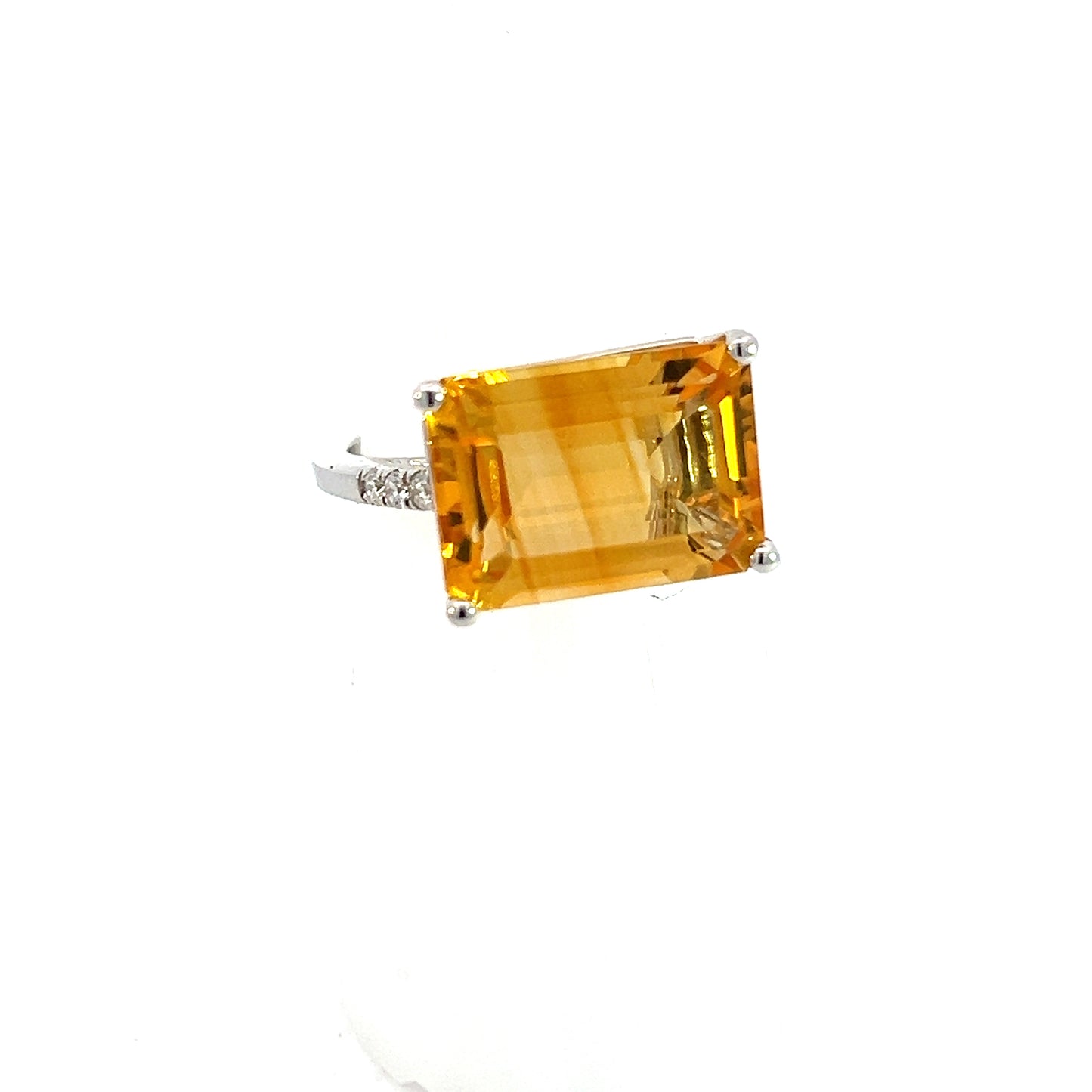 Natural Citrine Diamond Ring 6.5 14k W Gold 7.01 TCW Certified $3,950 310630
