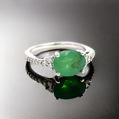 Natural Emerald Diamond Ring 6.25 14k W Gold 2.53 TCW Certified $4,975 402671