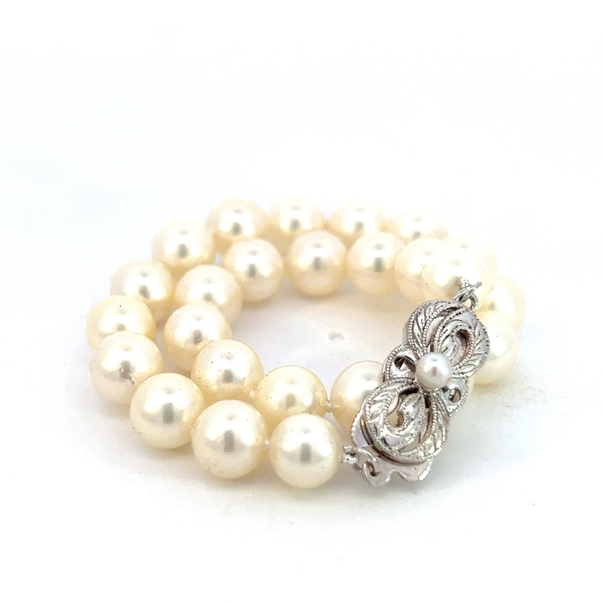 Mikimoto Estate Akoya Pearl Bracelet 7.5" Silver 6.5 - 7 mm M336 - Certified Fine Jewelry