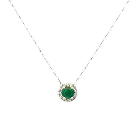 Natural Emerald Diamond Necklace 17" 14k Gold 2.07 TCW Certified $3,950 508580