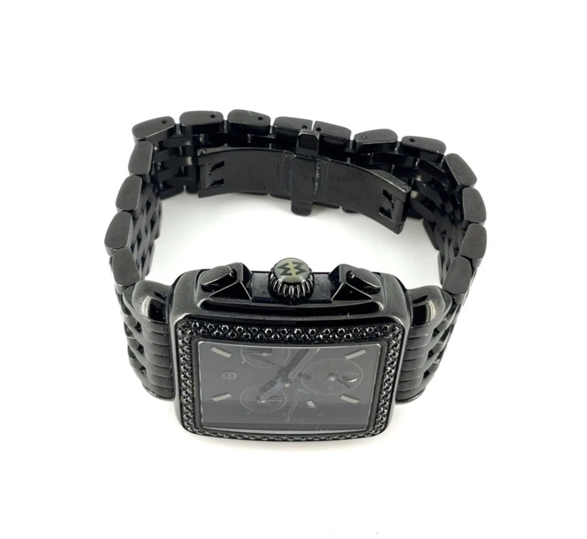 MICHELE Deco Noir Black Diamond Chronograph Stainless Steel Watch MIC2