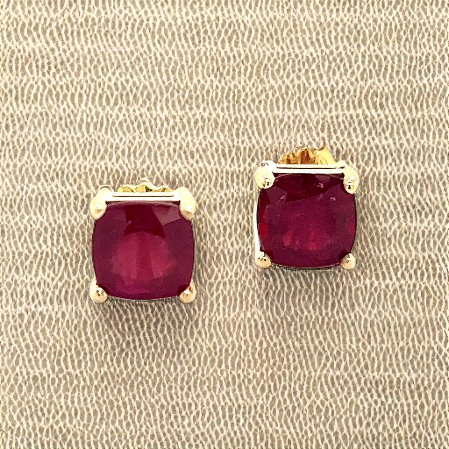 Natural Ruby Stud Earrings 14k Yellow Gold 4.18 TW Certified $799 307909