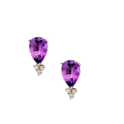 Natural Amethyst Diamond Earrings 14k W Gold 3.62 TCW Certified $2,950 210753