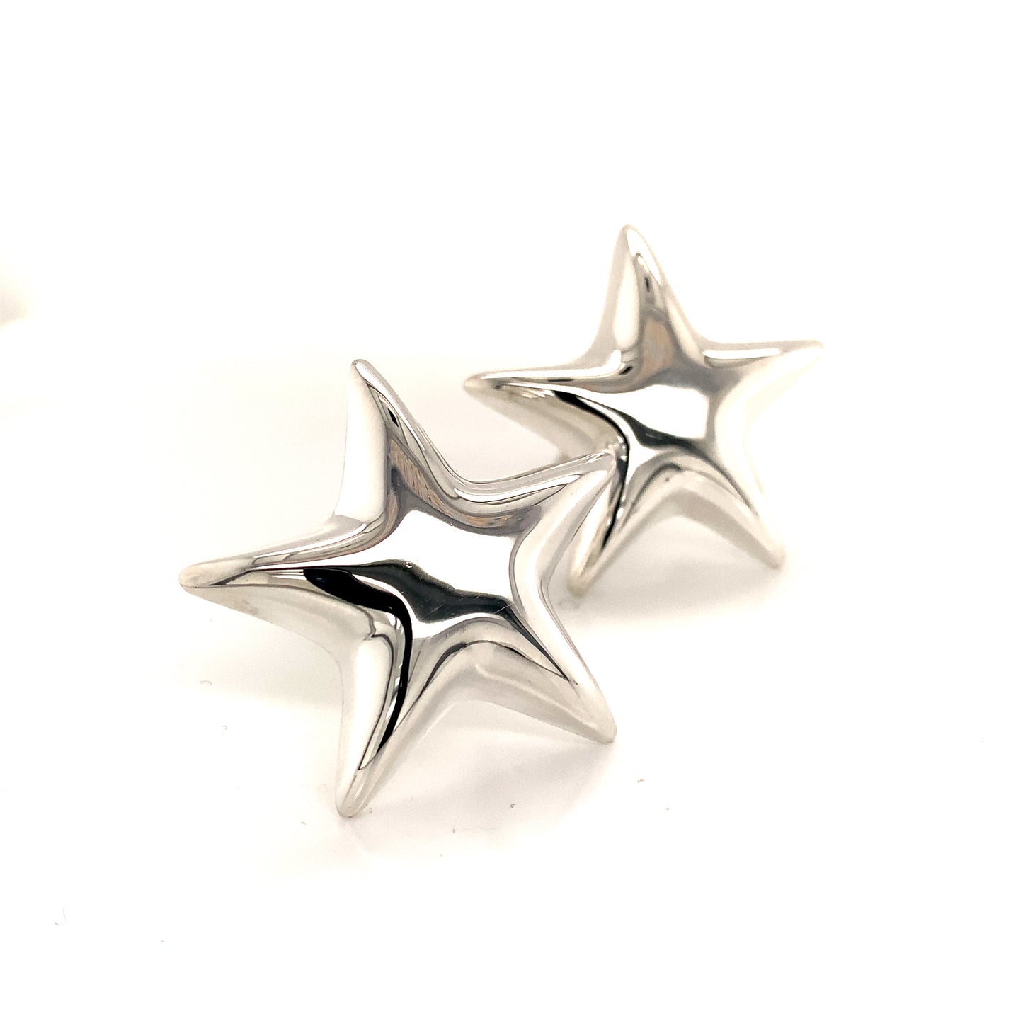 Tiffany & Co Estate Omega Back Star Earrings Sterling Silver TIF92
