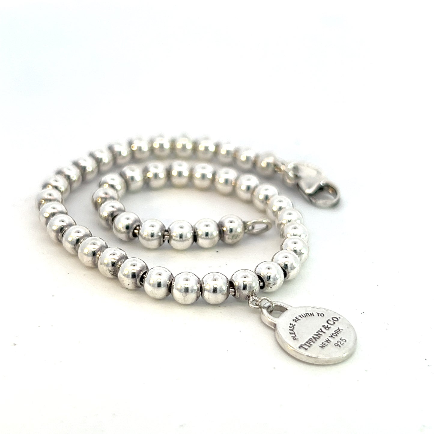 Tiffany & Co Estate Ball Bracelet 7" Sterling Silver 4 mm TIF618 - Certified Fine Jewelry