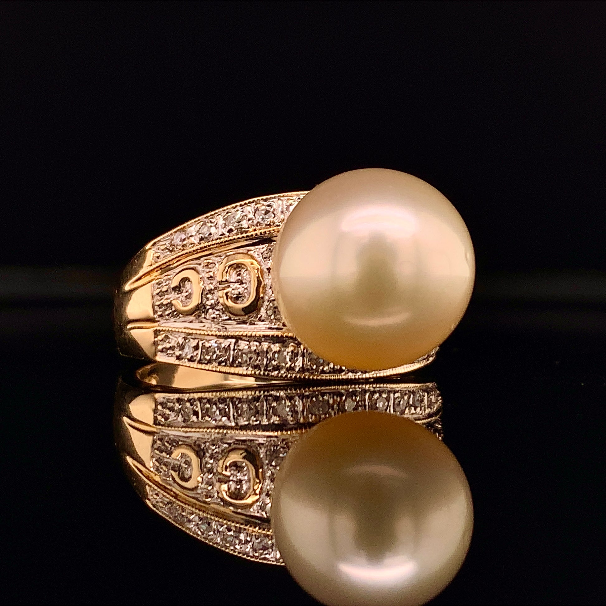 Natural South Sea Pearl Diamond Ring 7 14k Yellow Gold 0.14 CTs Certified $6,950 911035