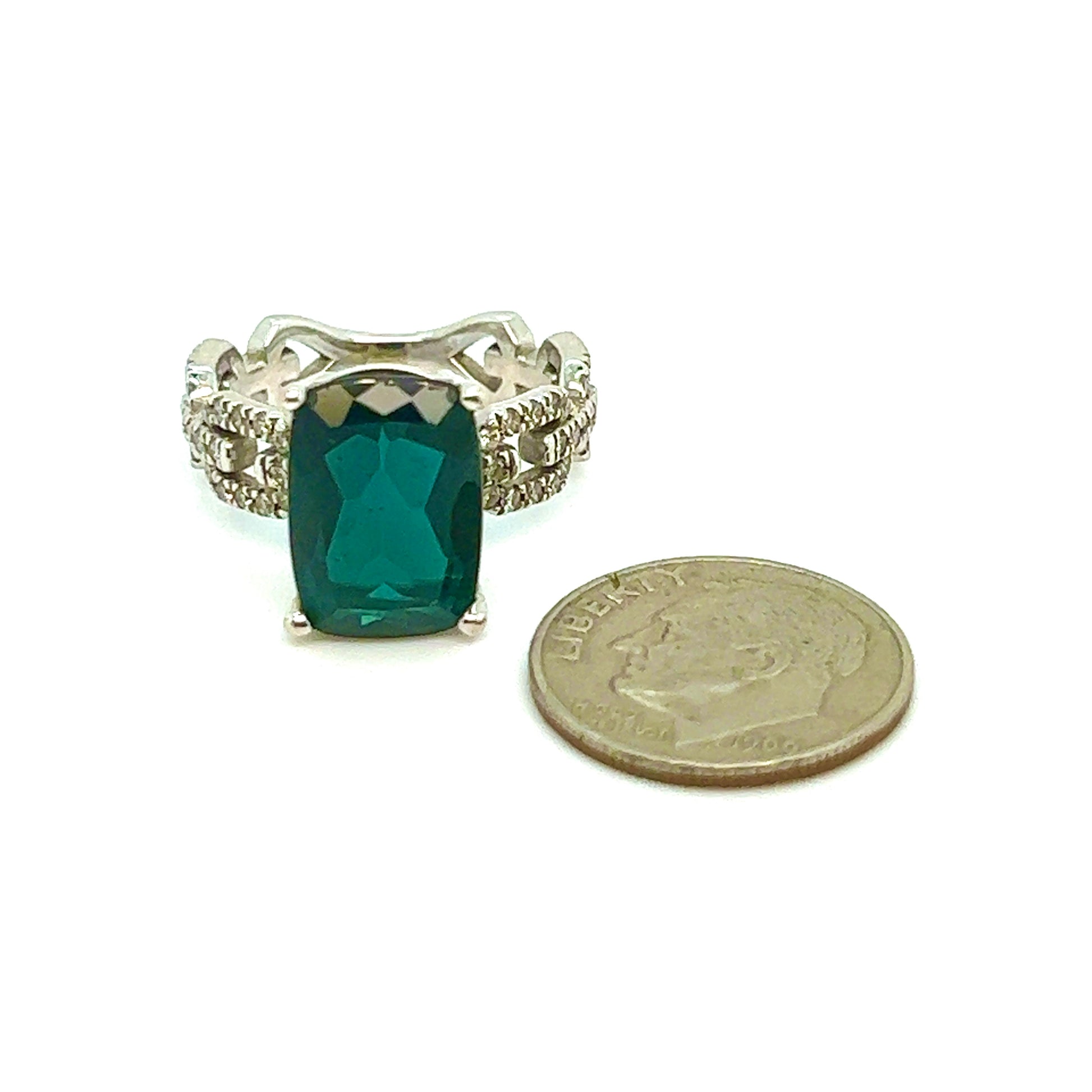 Natural Tourmaline Diamond Ring 6 14k W Gold 5 TCW Certified $4,250 304176 - Certified Fine Jewelry