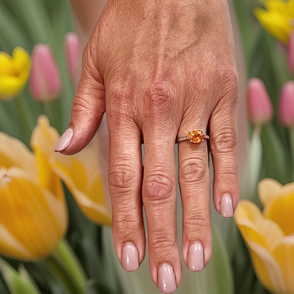 Natural Orange Sapphire Diamond Ring 6.75 14k W Gold 2.6 TCW Certified $4,950 310584