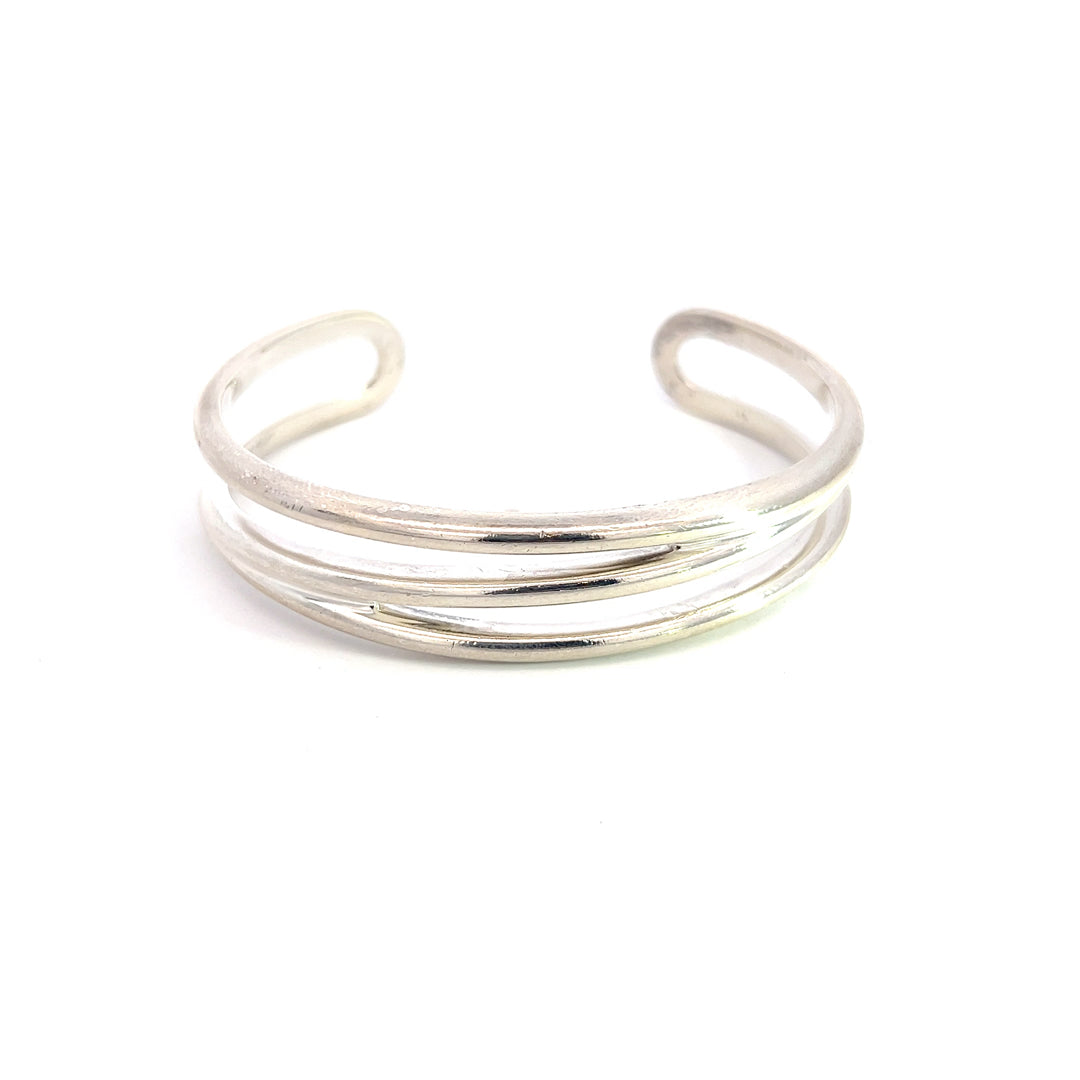 Tiffany & Co Estate Silver Coil Cuff Bracelet 6" 14.5 mm Height TIF660