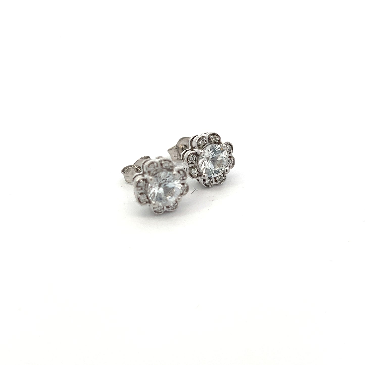 Natural Sapphire Diamond Stud Earrings 14k White Gold 1.62 TCW Certified $3,950 211169 - Certified Fine Jewelry