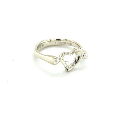 Tiffany & Co Authentic Estate Heart Ring Size 5.25 Silver By Elsa Peretti TIF400
