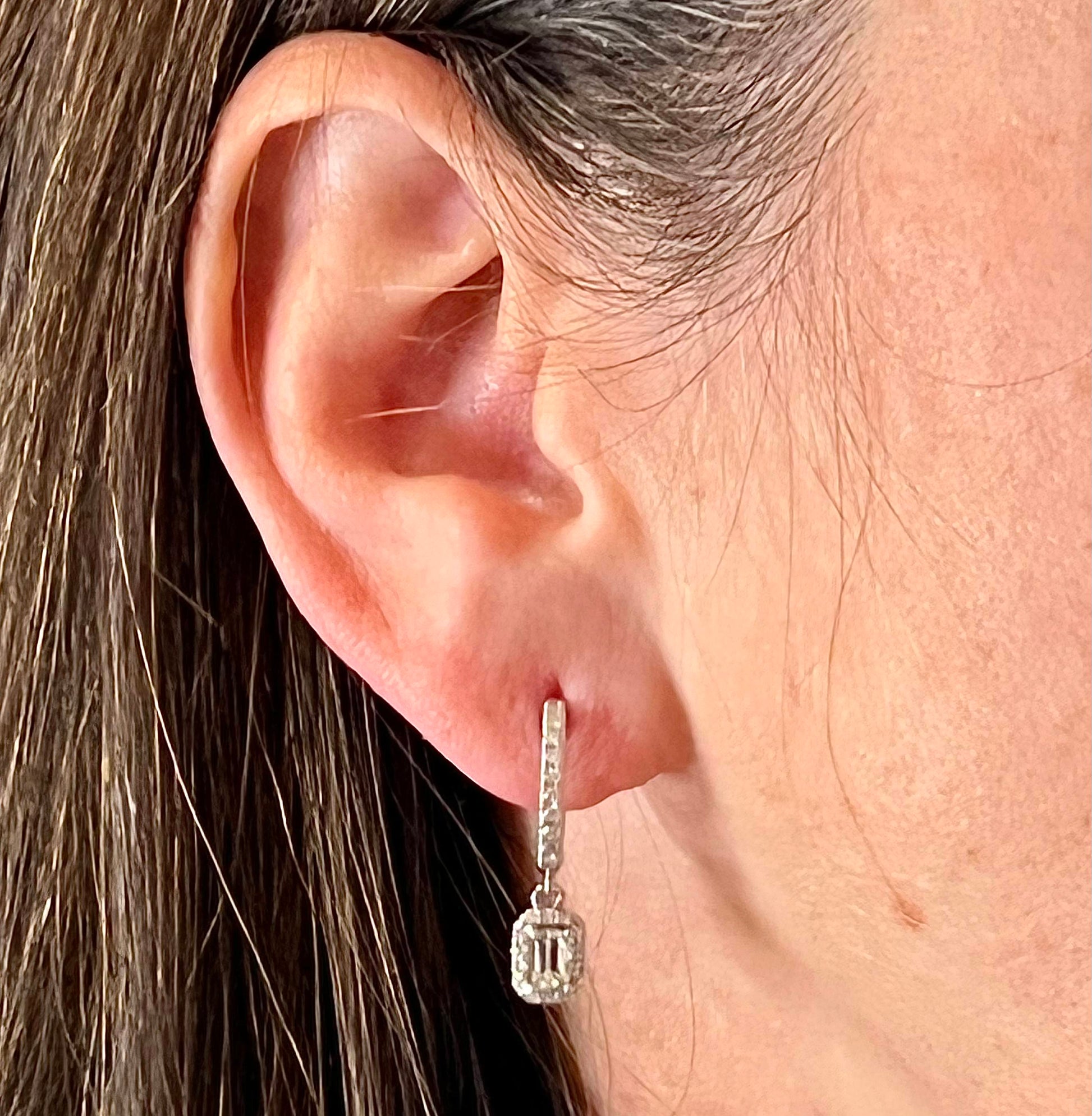 Natural Sapphire Diamond Dangle Earrings 14k WG 1.16 TCW Certified $4,250 211177 - Certified Fine Jewelry