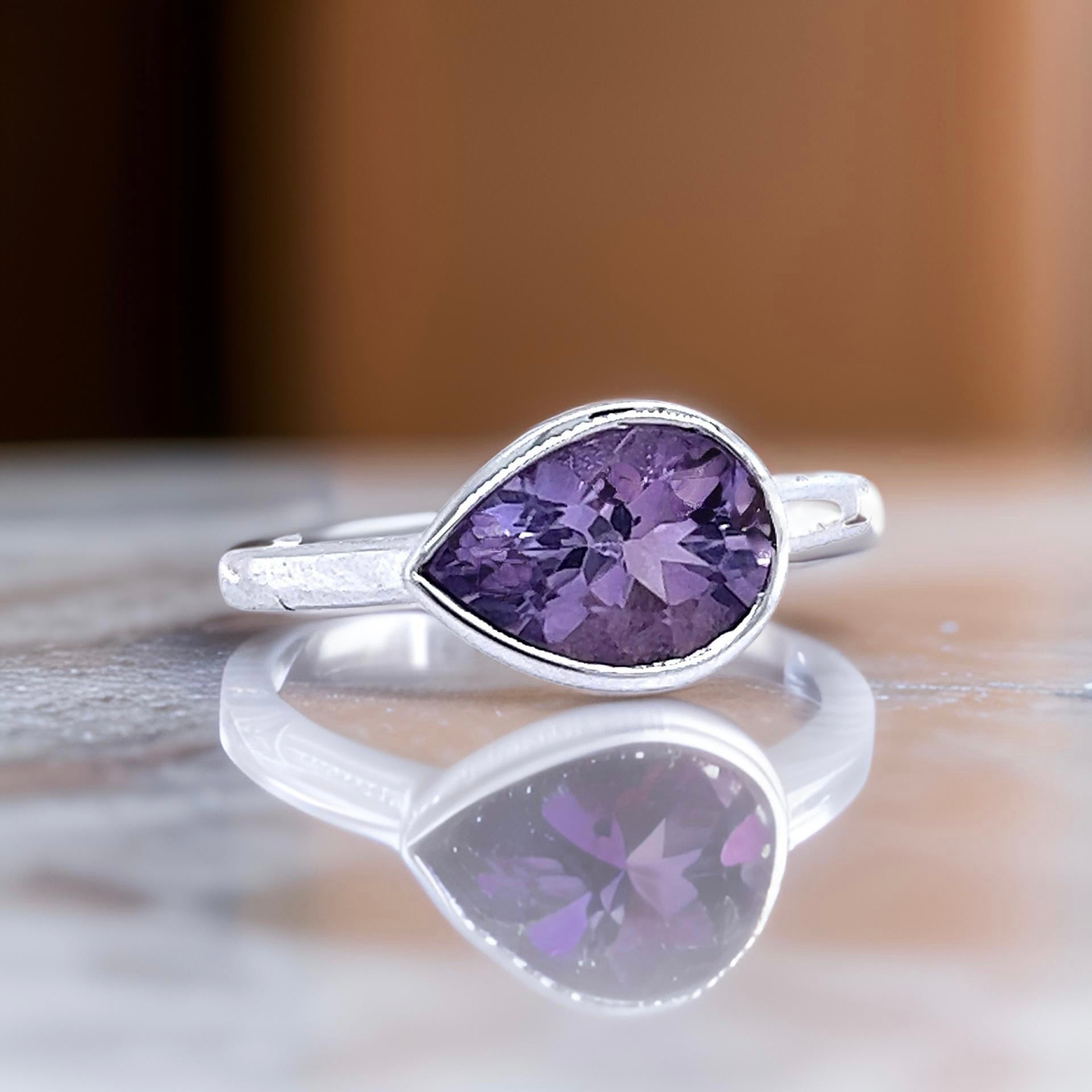 Natural Amethyst Ring 6.5 14k W Gold 1.72 TCW Certified $1,950 221287