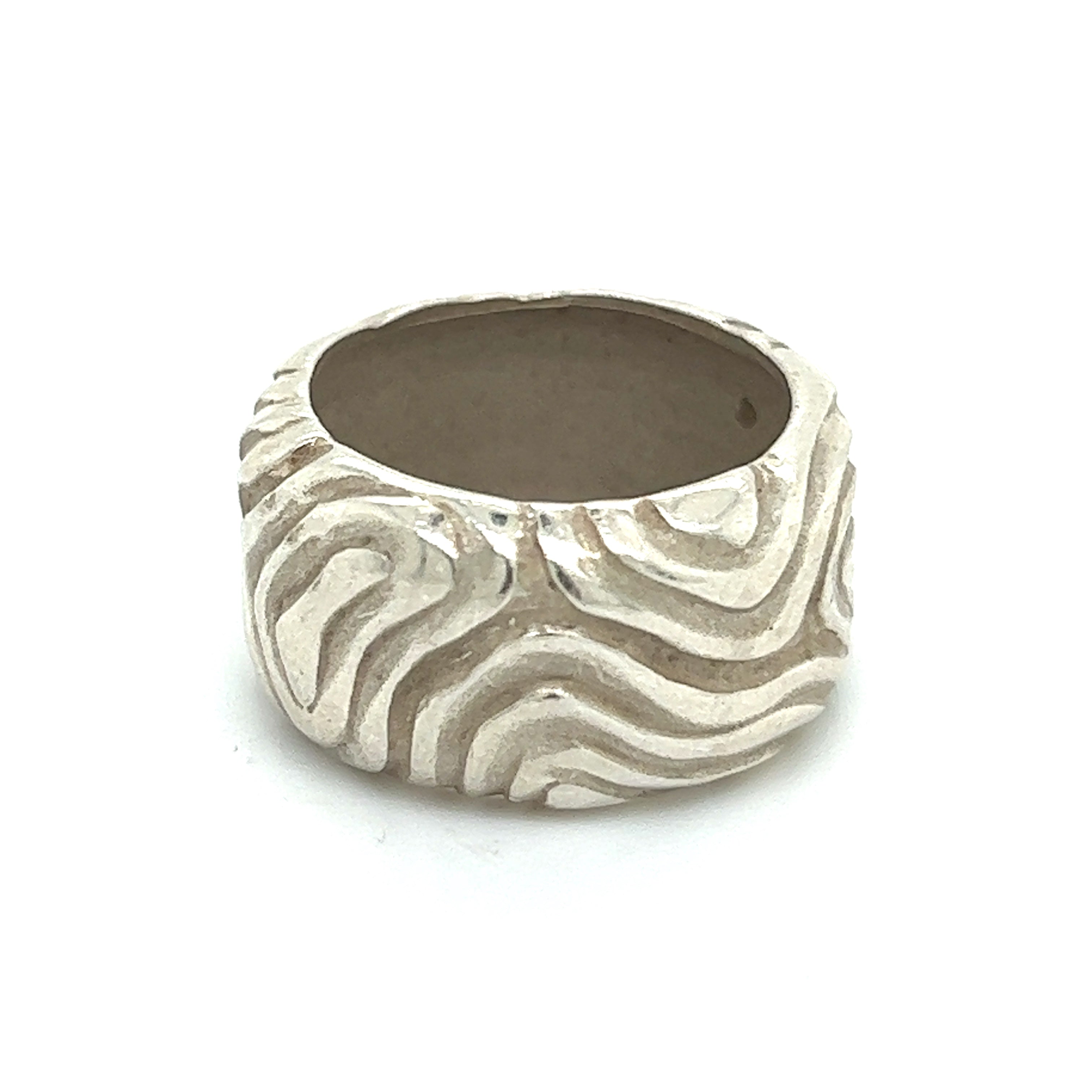Tiffany & Co Estate Woodgrain Design Ring 4.5 Silver 11 mm 5.7 Grams TIF630