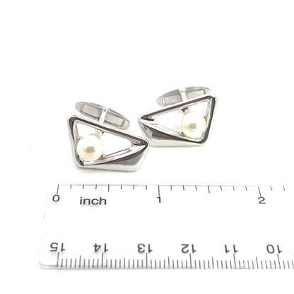 Mikimoto Estate Akoya Pearl Cufflinks Sterling Silver 6.85 mm M388