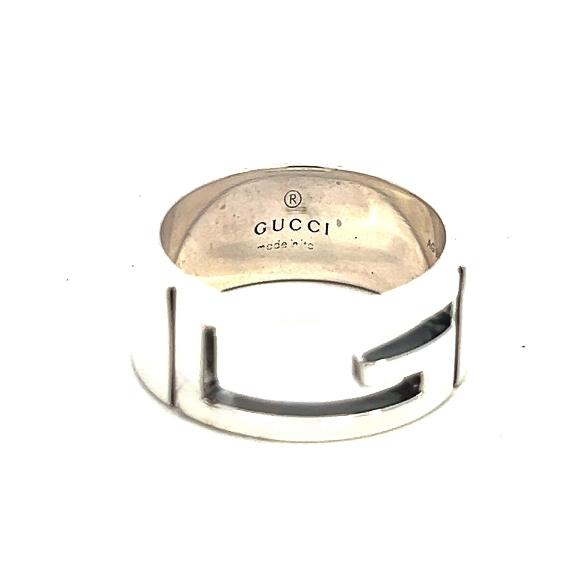 Gucci Estate Ring Size 5.5 Sterling Silver Height 8 mm G28