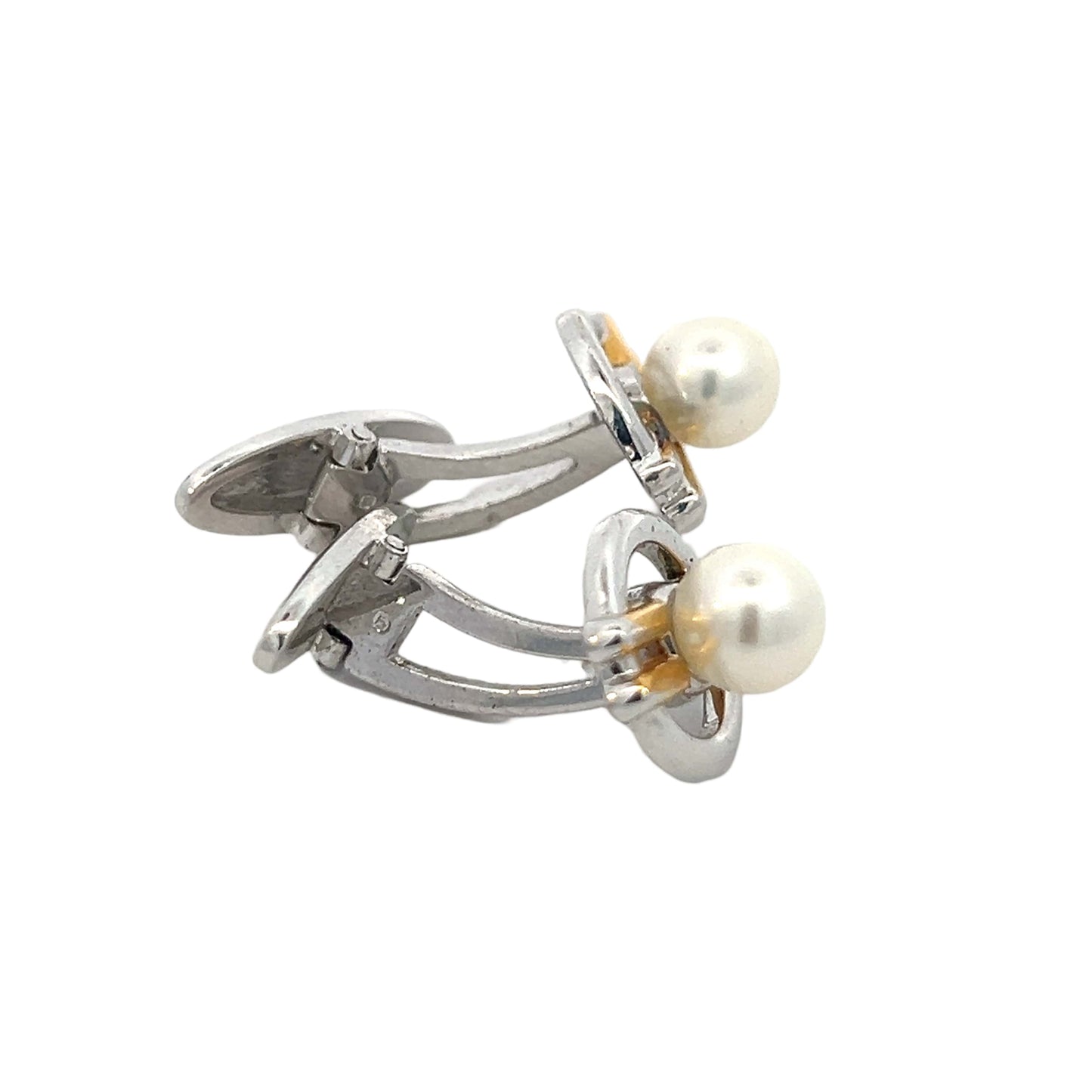 Mikimoto Estate Akoya Pearl Cufflinks Silver 6.60 mm M403