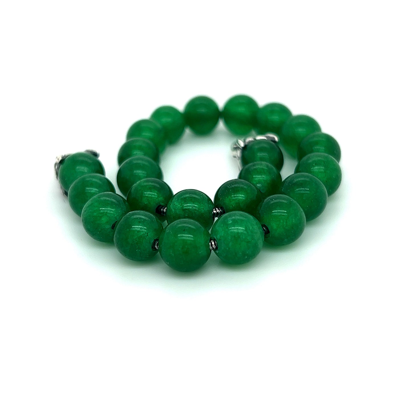 David Yurman Authentic Estate Green Onyx Prayer Bead Bracelet 8" Sterling Silver DY489