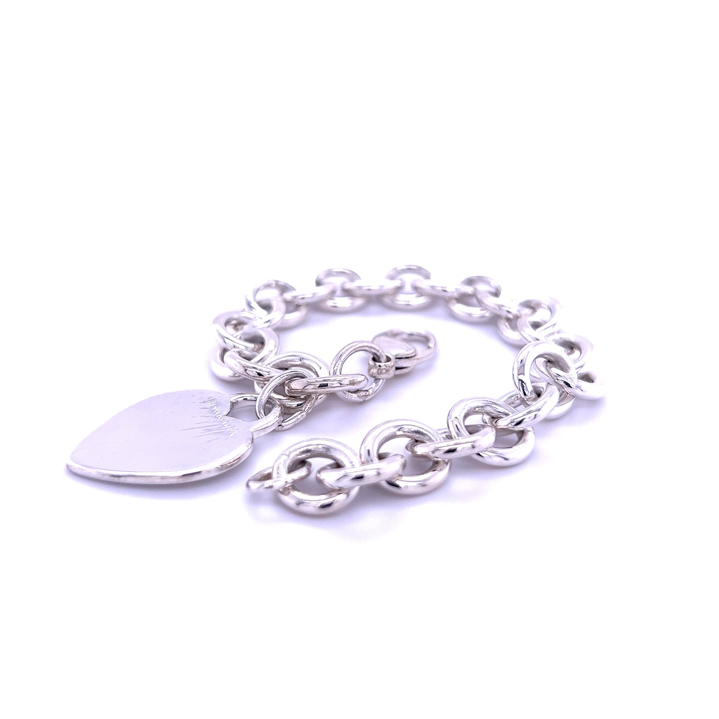 Tiffany & Co Estate Heart Bracelet Size 8" Silver TIF509 - Certified Fine Jewelry