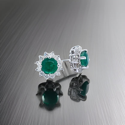 Natural Emerald Diamond Earrings 14k White Gold 3.83 TCW Certified $5,490 211179 - Certified Fine Jewelry