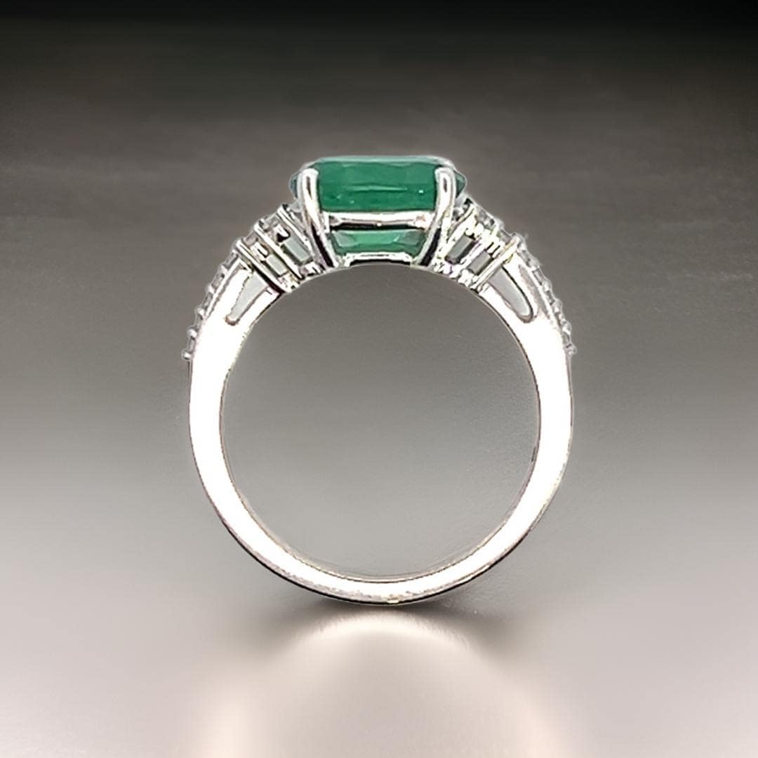 Natural Emerald Diamond Ring 6.25 14k W Gold 2.53 TCW Certified $4,975 402671