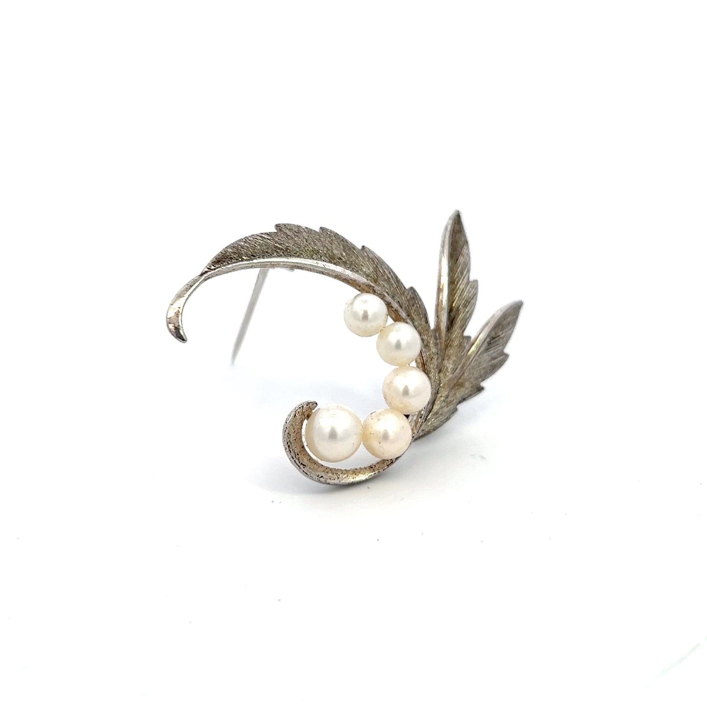 Mikimoto Estate Akoya Pearl Brooch Pin 5-7 mm Silver M410