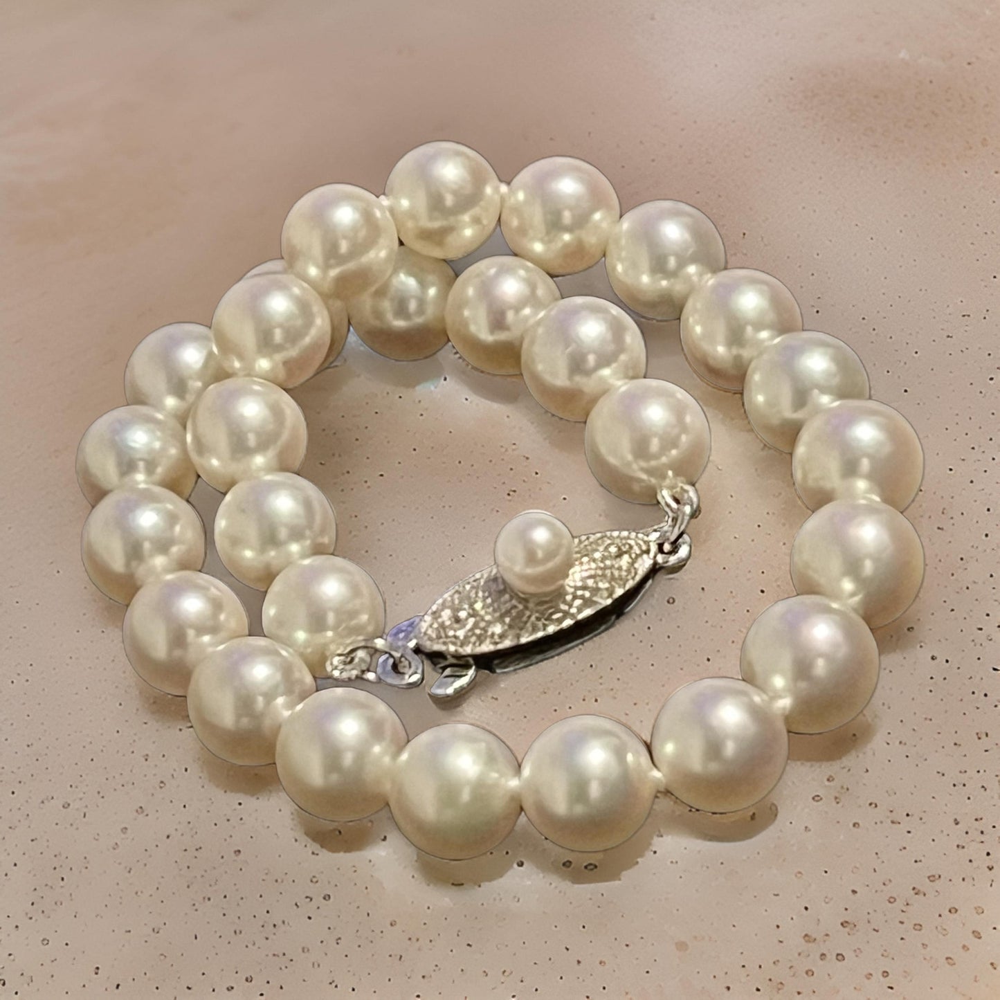 Mikimoto Estate Akoya Pearl Bracelet 7" Sterling Silver 6 mm M399