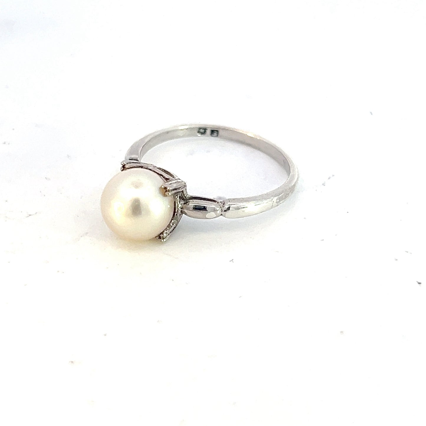 Mikimoto Estate Akoya Pearl Ring 6.5 Silver 7.80 mm M354