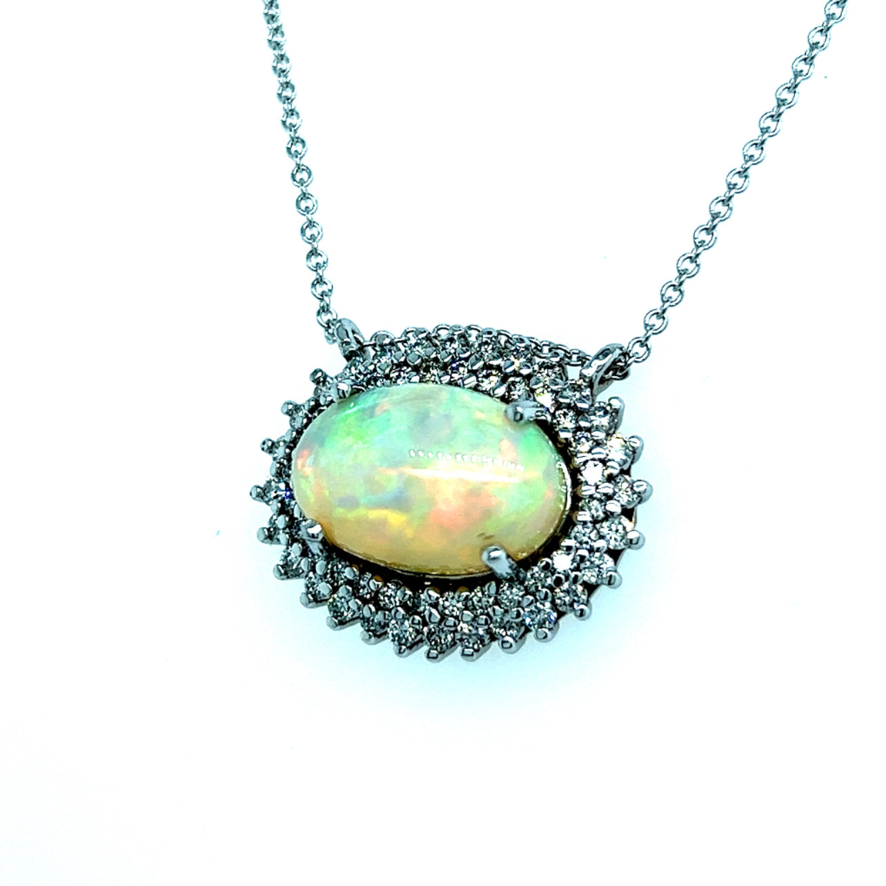Natural Opal Diamond Pendant Necklace 18" 14k Gold 5.81 TCW Certified $5,950 301789