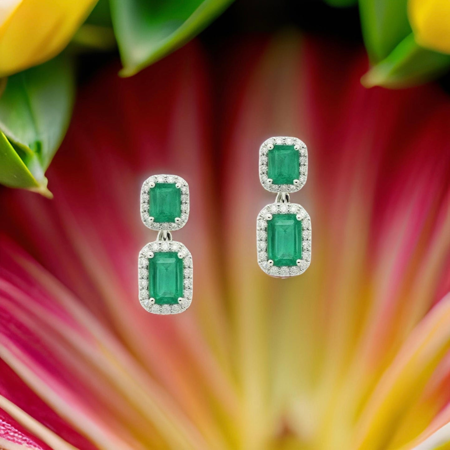 Natural Emerald Diamond Earrings 14k Gold 3.48 TCW Certified $7,950 310551