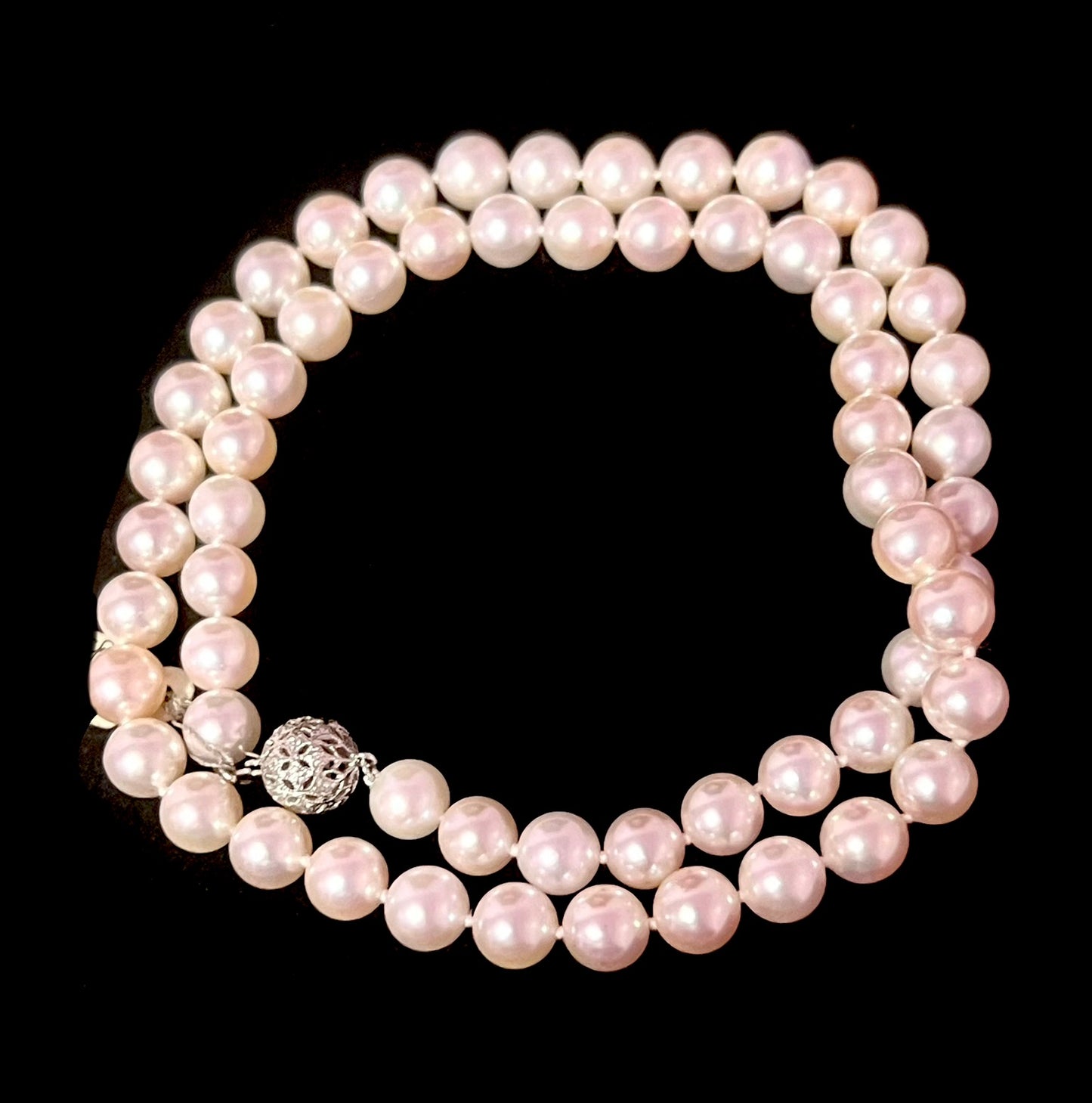 Akoya Pearl Diamond Necklace 21.5" 18k W Gold 8.5 mm Certified $4,950 311036