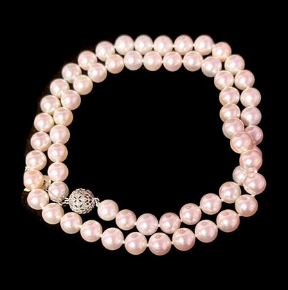 Akoya Pearl Diamond Necklace 21.5" 18k W Gold 8.5 mm Certified $4,950 311036