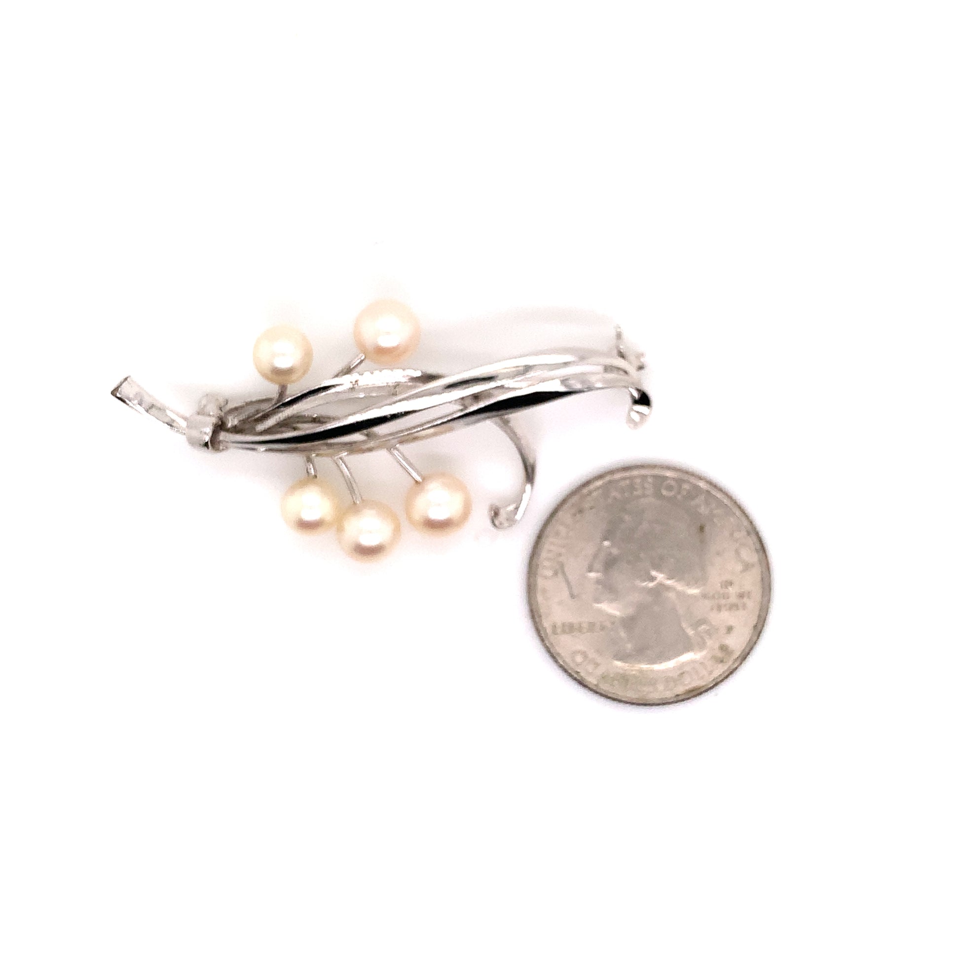 Mikimoto Estate Akoya Pearl Brooch Pin Sterling Silver 6.6 mm 5.43 Grams M352