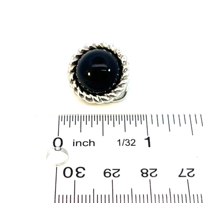 Tiffany & Co Estate Round Onyx Clip-on Earrings Sterling Silver 11.8 Grams TIF562
