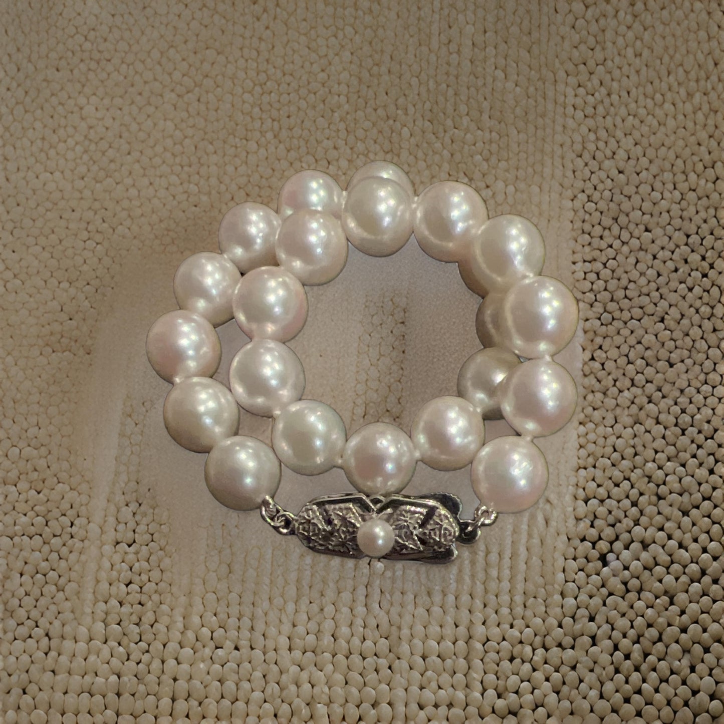 Mikimoto Estate Akoya Pearl Bracelet 8" Silver 7.5-8 mm M406