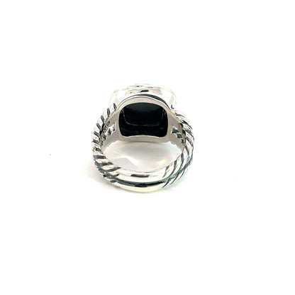 David Yurman Authentic Estate Black Orquid Albion Ring 6 Silver 11 mm DY359