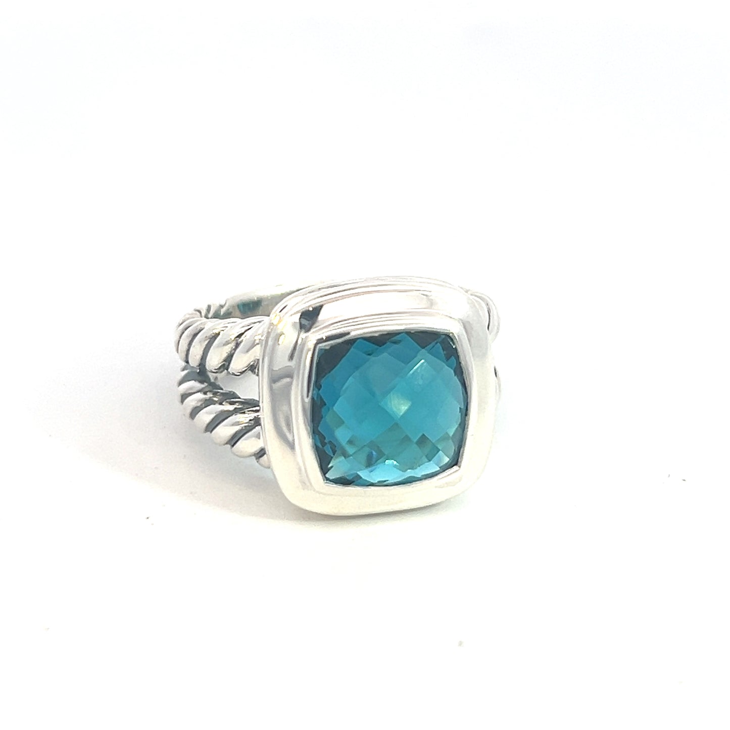 David Yurman Authentic Estate London Blue Topaz Albion Ring 8 Silver 11 mm DY487