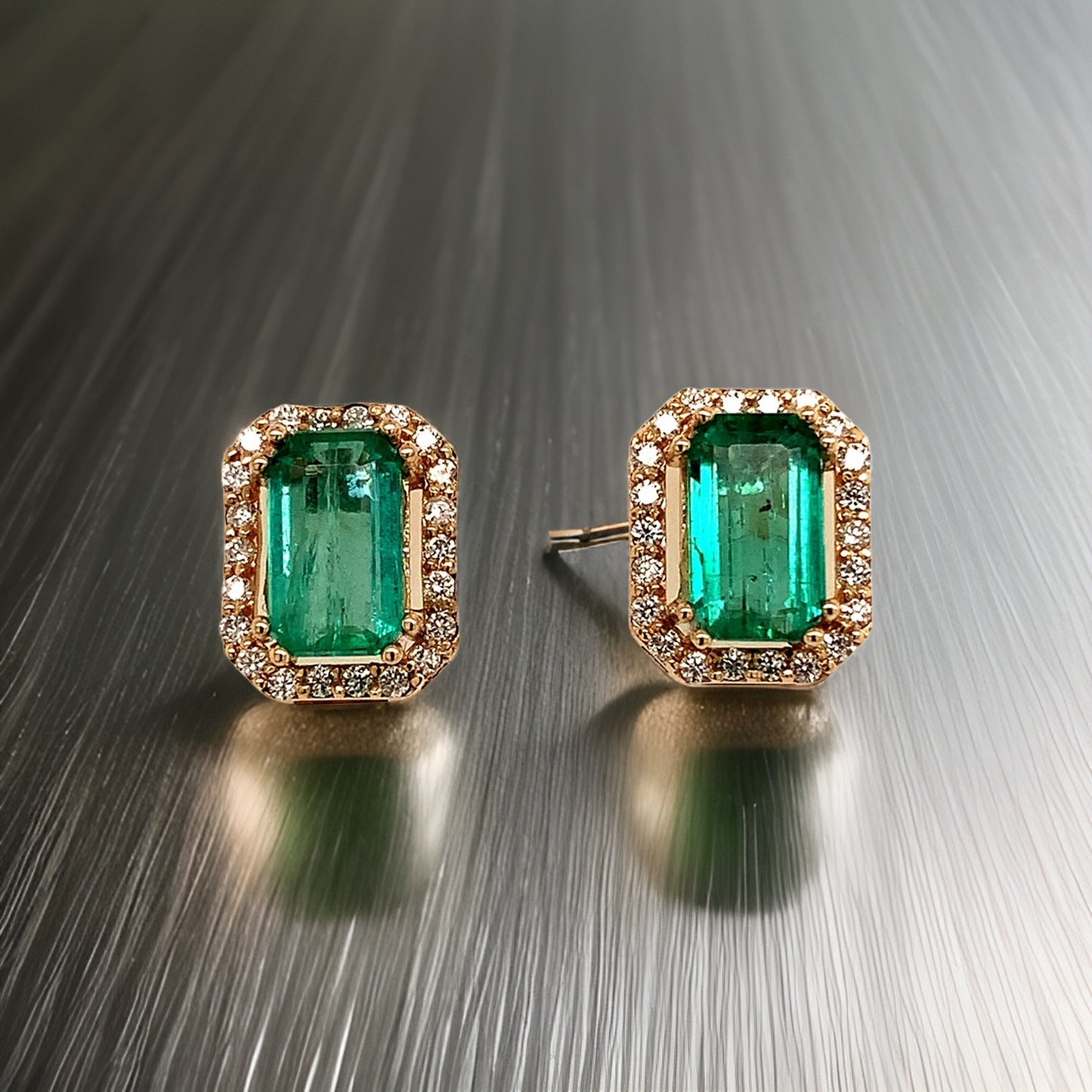 Natural Emerald Diamond Stud Earrings 14k Y Gold 1.85 TCW Certified $3,950 111884 - Certified Fine Jewelry