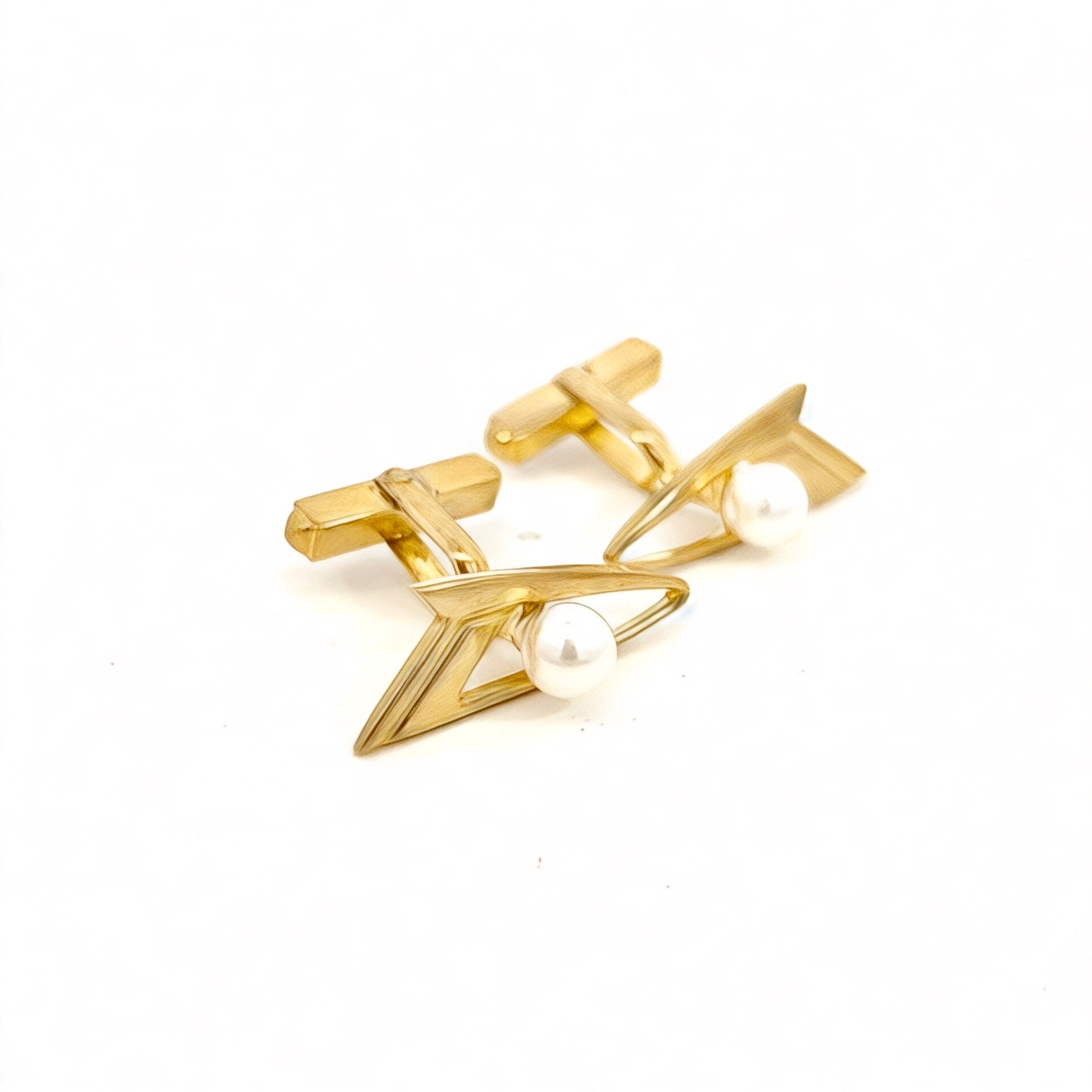 Mikimoto Estate Akoya Pearl Cufflinks Overlay 14k Gold 6 mm M419