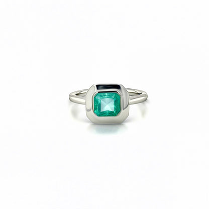 Natural Solitaire Colombian Emerald Ring Size 6.5 14k White Gold 1.22 Cts Certified $3,950 310580