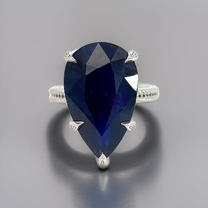 Natural Solitaire Sapphire Ring 6.5 14k W Gold 15.2 TCW Certified $2,950 310585