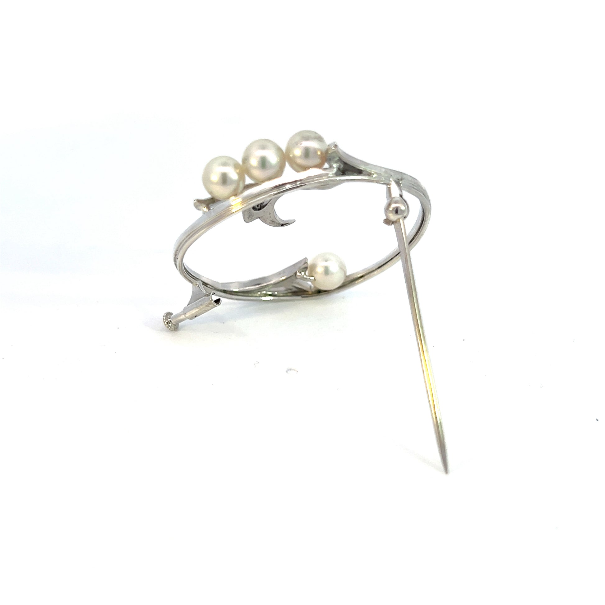 Mikimoto Estate Akoya Pearl Brooch Sterling Silver 5 mm M342 - Certified Fine Jewelry