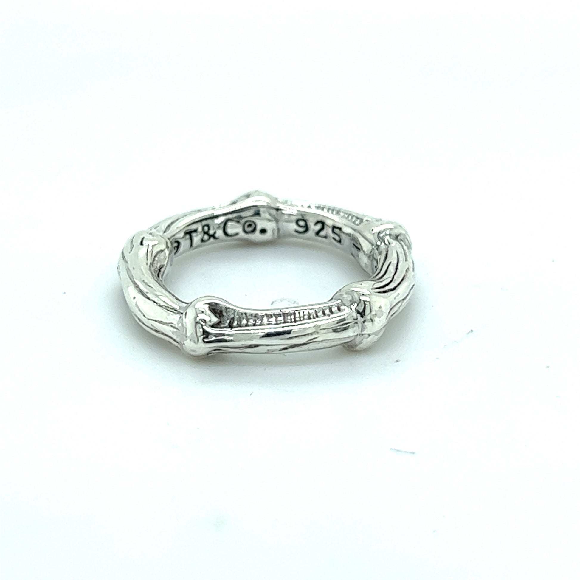 Tiffany & Co Estate Bamboo Ring Size 4 Sterling Silver 4.5 mm TIF452 - Certified Fine Jewelry